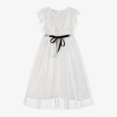Elsy Kids' Girls Ivory Chiffon & Tulle Dress