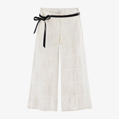 Elsy Kids' Girls Ivory Cotton Guipure Lace Trousers