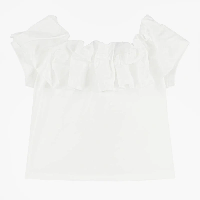 Elsy Kids' Girls Ivory Cotton Ruffle Blouse