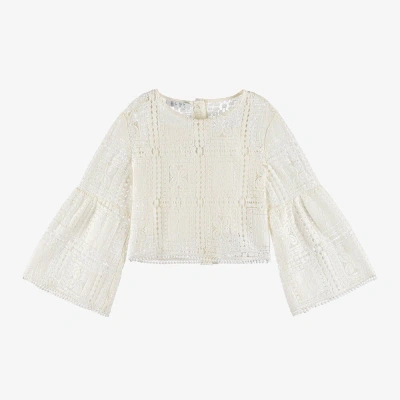 Elsy Kids' Girls Ivory Guipure Lace 2-in-1 Blouse