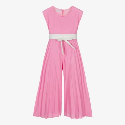 Elsy Kids' Girls Pink Crêpe Pleated Jumpsuit