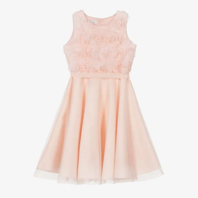 Elsy Kids' Girls Pink Tulle & Satin Rose Dress