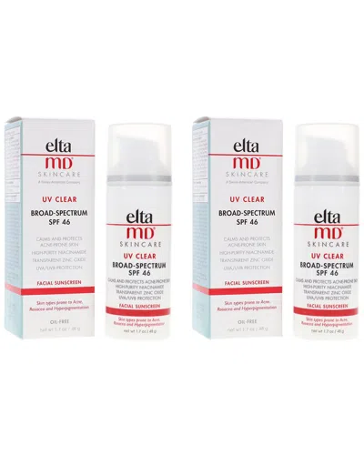 Eltamd 2 Pack Uv Clear Broad-spectrum Spf 46 1.7oz Airless Pump In Transparent