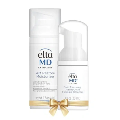 Eltamd Am Restore Face Moisturizer And Skin Recovery Amino Acid Foaming Facial Cleanser Set In White