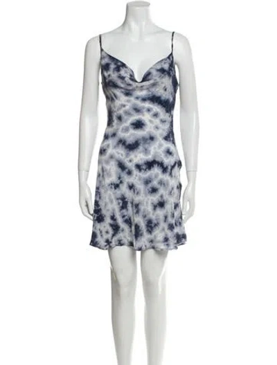 Pre-owned Elton John For Realisation Silk Mini Dress In Blue