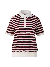 Elune Mode Women's Blue / Red Striped Blouson Top _ Noir Red Stripe