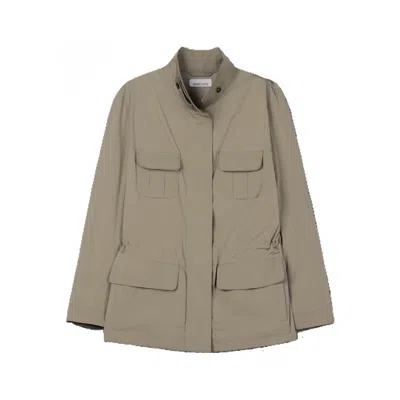 Elune Mode Women's Brown Structured Utility Jacket _ Taupe-grey