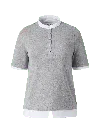 Elune Mode Women's Pointelle Cotton Henley _ Light Grey Melange