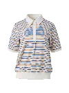 Elune Mode Women's Striped Blouson Top _ Sand Blue Stripe