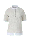 Elune Mode Women's White Pointelle Cotton Henley _ Oatmeal