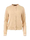 Elune Mode Women's Yellow Classic Crewneck Cardigan _ Soft Camel