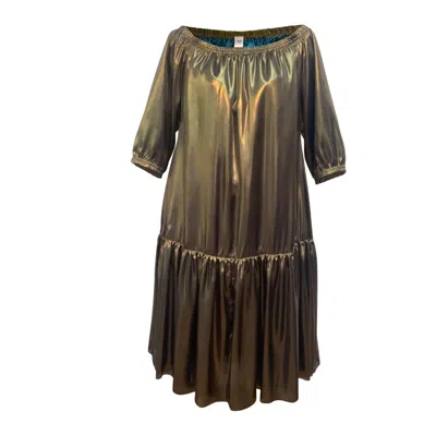 Eluroom Women's Ausus - Metallic Gold Maxi Dress