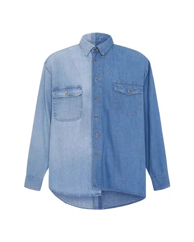 E.l.v Denim Classic Denim Shirt In Mid/light Blue