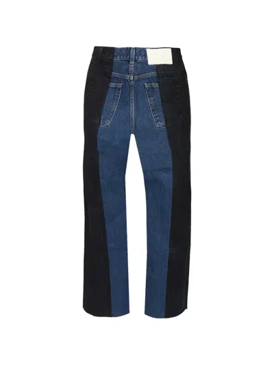 E.l.v Denim Dark Blue Panelled Flare Jean In Multi