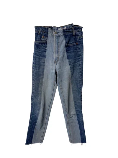 E.l.v Denim E. L.v. Contrast Straight Leg Jeans In Blue Denim