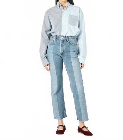 E.l.v Denim Flare Ankle Cropped Jean In Light/mid Blue