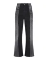 E.l.v Denim E. L.v. Denim Women's Flare High-rise Cropped Two-tone Jeans In Black/grey