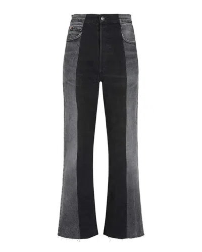 E.l.v Denim E. L.v. Denim Women's Flare High-rise Cropped Two-tone Jeans In Black/grey