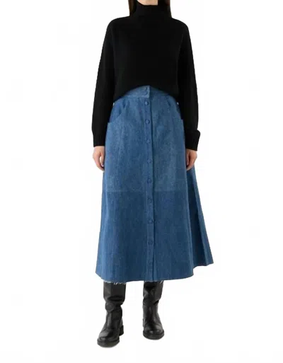 E.l.v Denim Frankie Denim Stretch Skirt In Mid Blue