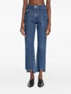 E.l.v Denim Frayed-hem Panelled Jeans In Blue