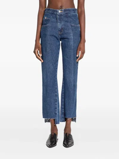 E.L.V DENIM FRAYED-HEM PANELLED JEANS