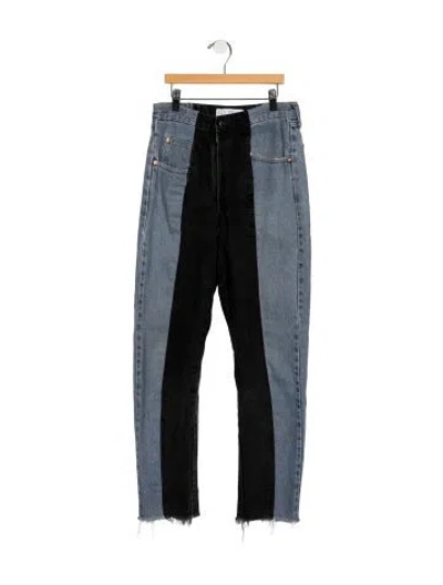 Pre-owned E.l.v Denim High-rise Straight Leg Jeans In Black/blue