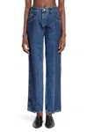 E.l.v Denim Frayed-hem Panelled Jeans In Blue
