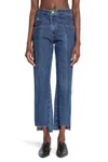 E.l.v Denim Frayed-hem Panelled Jeans In Blue