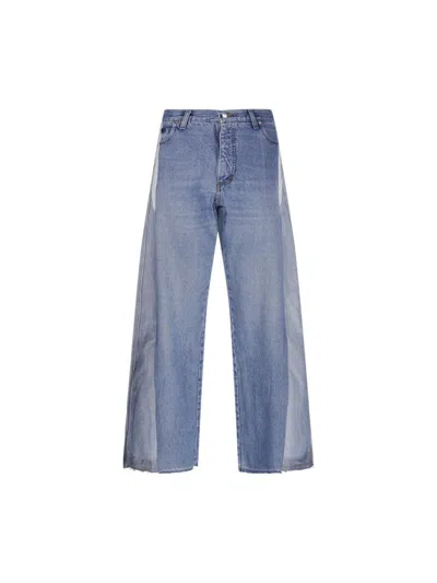 E.l.v Denim Maya Panelled Frayed Jeans In Blue
