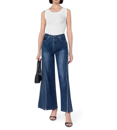 E.l.v Denim Siouxie Wide Leg Jean In Dark Blue