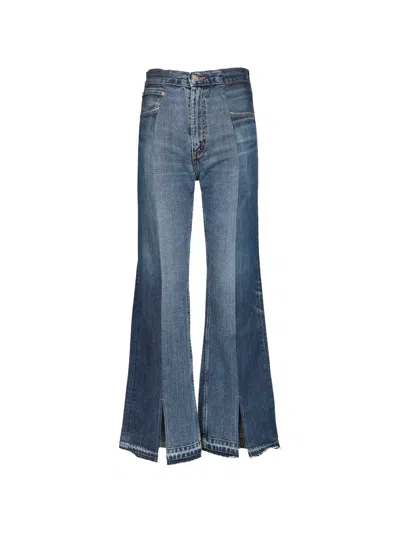E.l.v Denim Slit Wide-leg Arcola Jeans In Blue