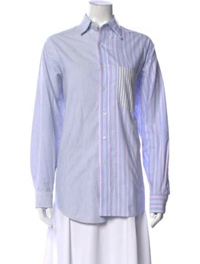 Pre-owned E.l.v Denim Striped Long Sleeve Button-up Top In Multi
