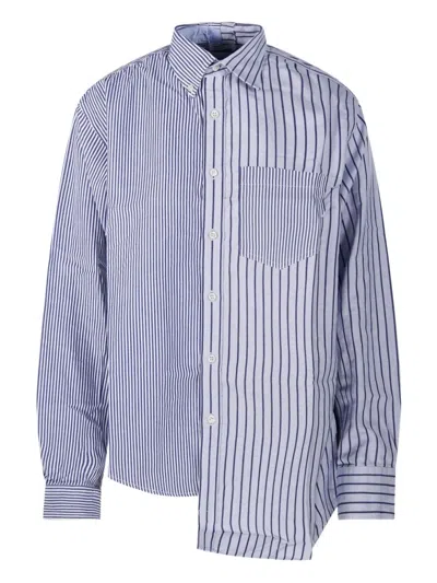 E.l.v Denim Striped Pocket Shirt In Blue