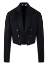E.l.v Denim The Tux Cropped Jacket In Black