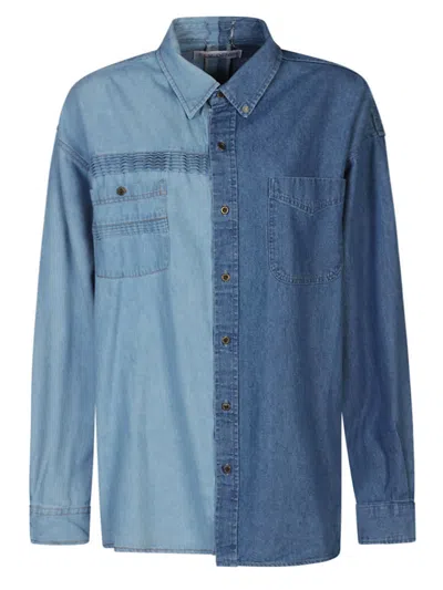 E.l.v Denim Contrast Denim Shirt In Blue