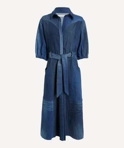 E.l.v Denim E.l.v. Denim Women's Willow Denim Shirt Dress In Blue