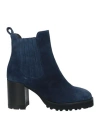 Elvio Zanon Woman Ankle Boots Blue Size 7 Leather