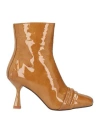 Elvio Zanon Woman Ankle Boots Camel Size 8 Soft Leather In Beige