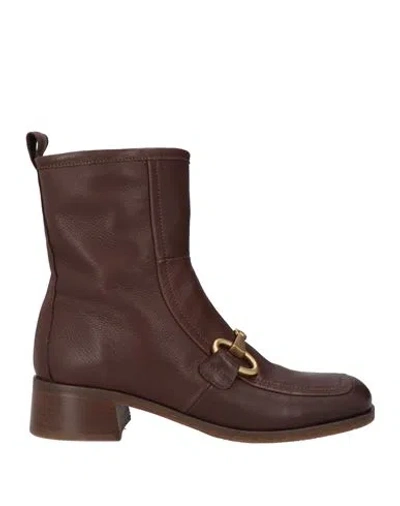 Elvio Zanon Woman Ankle Boots Dark Brown Size 6 Soft Leather