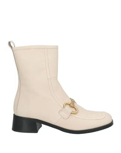 Elvio Zanon Woman Ankle Boots Ivory Size 8 Soft Leather In White