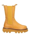 Elvio Zanon Woman Ankle Boots Ocher Size 8 Soft Leather In Yellow