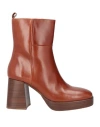 Elvio Zanon Woman Ankle Boots Rust Size 8 Soft Leather In Red