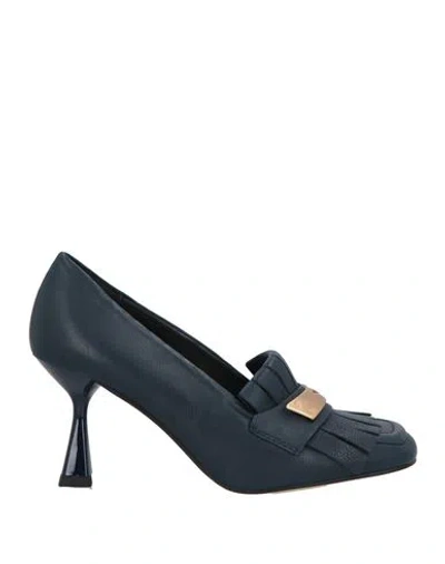 Elvio Zanon Woman Loafers Midnight Blue Size 8 Leather