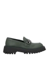 ELVIO ZANON ELVIO ZANON WOMAN LOAFERS MILITARY GREEN SIZE 11 LEATHER