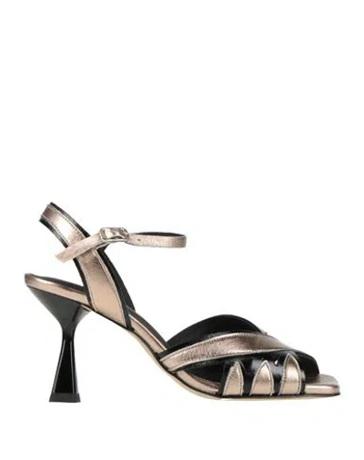 Elvio Zanon Woman Sandals Bronze Size 7 Leather In Yellow