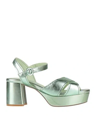 Elvio Zanon Woman Sandals Light Green Size 11 Leather
