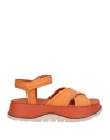 Elvio Zanon Woman Sandals Orange Size 6 Leather