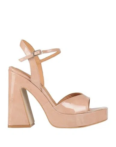 Elvio Zanon Woman Sandals Sand Size 8 Leather In Beige