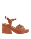 Elvio Zanon Woman Sandals Tan Size 8 Leather In Brown