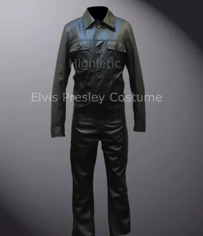 Pre-owned Elvis Presley 1968 Leather Costume Vintage Leather Jacket & Pants For Halloween In Black